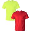 Gildan Adult Ultra Cotton T-Shirt with Pocket, Style G2300, 2-Pack(Safetygreen/Red)
