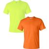 Gildan Adult Ultra Cotton T-Shirt with Pocket, Style G2300, 2-Pack(Safetygreen/Safetyorange)