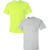 Gildan Adult Ultra Cotton T-Shirt with Pocket, Style G2300, 2-Pack(Safetygreen/Sportgrey)