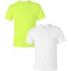 Gildan Adult Ultra Cotton T-Shirt with Pocket, Style G2300, 2-Pack(Safetygreen/White)