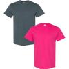 Gildan Hammer Adult T-Shirt, 2-Pack, Style GH000((1) Dark Heather + (1) Heliconia)
