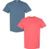 Gildan Hammer Adult T-Shirt, 2-Pack, Style GH000((1) Indigo Blue + (1) Coral Silk)