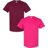 Gildan Hammer Adult T-Shirt, 2-Pack, Style GH000((1) Maroon + (1) Heliconia)