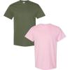 Gildan Hammer Adult T-Shirt, 2-Pack, Style GH000((1) Military Green + (1) Light Pink)