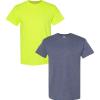 Gildan Hammer Adult T-Shirt, 2-Pack, Style GH000(Safety Green-heather Navy)