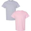 Gildan Hammer Adult T-Shirt, 2-Pack, Style GH000(Sport Grey-light Pink)