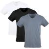 Gildan Mens Cotton Stretch T-Shirts, Multipack(White/Black Soot/Grey Flannel (V-neck 3-pack))