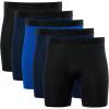 Gildan Men’s Performance Underwear Boxer Briefs(Black/Navy/Royal (5-pack))