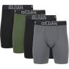 Gildan Men’s Underwear Cotton Stretch Boxer Briefs, Multipack(Black Soot/Heather Dark Grey/Green Midnight (4-pack  Long Leg))