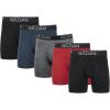 Gildan Men’s Underwear Cotton Stretch Boxer Briefs, Multipack(Blk/Heather Navy/Stripe/Heather Red (5-pack  Regular Leg))