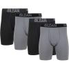 Gildan Men’s Underwear Cotton Stretch Boxer Briefs, Multipack(Grey Flannel/Black Soot (4-pack  Long Leg))
