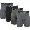 Gildan Men’s Underwear Cotton Stretch Boxer Briefs, Multipack(Heather Dark Grey/Green Midnight/Blk (4-pack  Long Leg))