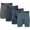 Gildan Men’s Underwear Cotton Stretch Boxer Briefs, Multipack(Hthr Dark Grey/Hthr Navy/Shapes/Blue (4-pack  Long Leg))
