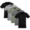 Gildan Men’s V-Neck T-Shirts, Multipack, Style G1103(Black/Sport Grey/Charcoal/Military Green (5-pack))