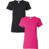 Gildan Women’s Heavy Cotton T-Shirt, Style G5000L, 2-Pack((1) Black + (1) Heliconia)