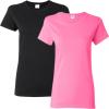 Gildan Women’s Heavy Cotton T-Shirt, Style G5000L, 2-Pack((1) Black + (1) Light Pink)
