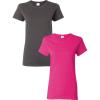 Gildan Women’s Heavy Cotton T-Shirt, Style G5000L, 2-Pack((1) Charcoal + (1) Heliconia)