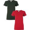 Gildan Women’s Heavy Cotton T-Shirt, Style G5000L, 2-Pack((1) Forest Green + (1) Red)