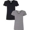Gildan Women’s Heavy Cotton V-Neck T-Shirt, 2-Pack((1) Black + (1) Graphite Heather)