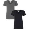 Gildan Women’s Heavy Cotton V-Neck T-Shirt, 2-Pack((1) Charcoal + (1) Black)