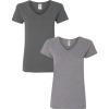 Gildan Women’s Heavy Cotton V-Neck T-Shirt, 2-Pack((1) Charcoal + (1) Graphite Heather)