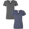 Gildan Women’s Heavy Cotton V-Neck T-Shirt, 2-Pack((1) Charcoal + (1) Heather Navy)