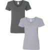Gildan Women’s Heavy Cotton V-Neck T-Shirt, 2-Pack((1) Charcoal + (1) Sport Grey)