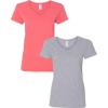 Gildan Women’s Heavy Cotton V-Neck T-Shirt, 2-Pack((1) Coral Silk + (1) Sport Grey)