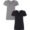 Gildan Women’s Heavy Cotton V-Neck T-Shirt, 2-Pack((1) Graphite Heather + (1) Black)