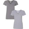 Gildan Women’s Heavy Cotton V-Neck T-Shirt, 2-Pack((1) Graphite Heather + (1) Sport Grey)