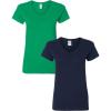 Gildan Women’s Heavy Cotton V-Neck T-Shirt, 2-Pack((1) Irish Green + (1) Navy)