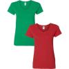 Gildan Women’s Heavy Cotton V-Neck T-Shirt, 2-Pack((1) Irish Green + (1) Red)