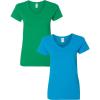 Gildan Women’s Heavy Cotton V-Neck T-Shirt, 2-Pack((1) Irish Green + (1) Sapphire)