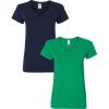 Gildan Women’s Heavy Cotton V-Neck T-Shirt, 2-Pack((1) Navy + (1) Irish Green)