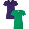 Gildan Women’s Heavy Cotton V-Neck T-Shirt, 2-Pack((1) Purple + (1) Irish Green)
