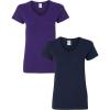 Gildan Women’s Heavy Cotton V-Neck T-Shirt, 2-Pack((1) Purple + (1) Navy)