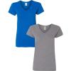 Gildan Women’s Heavy Cotton V-Neck T-Shirt, 2-Pack((1) Royal + (1) Graphite Heather)