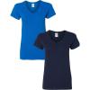 Gildan Women’s Heavy Cotton V-Neck T-Shirt, 2-Pack((1) Royal + (1) Navy)