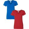 Gildan Women’s Heavy Cotton V-Neck T-Shirt, 2-Pack((1) Royal + (1) Red)