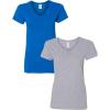 Gildan Women’s Heavy Cotton V-Neck T-Shirt, 2-Pack((1) Royal + (1) Sport Grey)