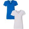 Gildan Women’s Heavy Cotton V-Neck T-Shirt, 2-Pack((1) Royal + (1) White)