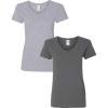 Gildan Women’s Heavy Cotton V-Neck T-Shirt, 2-Pack((1) Sport Grey + (1) Charcoal)
