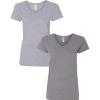 Gildan Women’s Heavy Cotton V-Neck T-Shirt, 2-Pack((1) Sport Grey + (1) Graphite Heather)