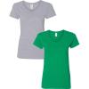 Gildan Women’s Heavy Cotton V-Neck T-Shirt, 2-Pack((1) Sport Grey + (1) Irish Green)