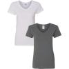 Gildan Women’s Heavy Cotton V-Neck T-Shirt, 2-Pack((1) White + (1) Charcoal)