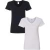 Gildan Women’s Heavy Cotton V-Neck T-Shirt, 2-Pack(Black + White)