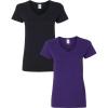 Gildan Women’s Heavy Cotton V-Neck T-Shirt, 2-Pack(Black/Purple)