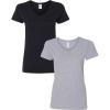 Gildan Women’s Heavy Cotton V-Neck T-Shirt, 2-Pack(Black/Sportgray)