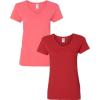 Gildan Women’s Heavy Cotton V-Neck T-Shirt, 2-Pack(Coral Silk/Red)