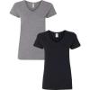Gildan Women’s Heavy Cotton V-Neck T-Shirt, 2-Pack(Graphite Heather/Black)